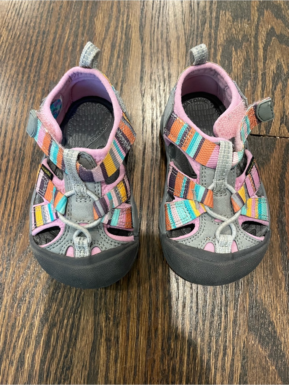 Keen Kids Gray Sandals with Pink & Multicolor Straps